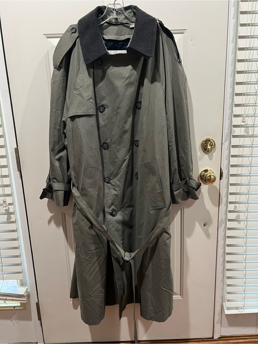 London Fog Gray Trench Coat with Dark Collar